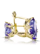 14k geltono aukso Alksandritas Auskarai Vintage vec021y